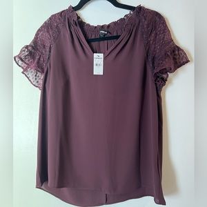 Express limited edition blouse with short/shoulder sleeves! Size S, Maroon color